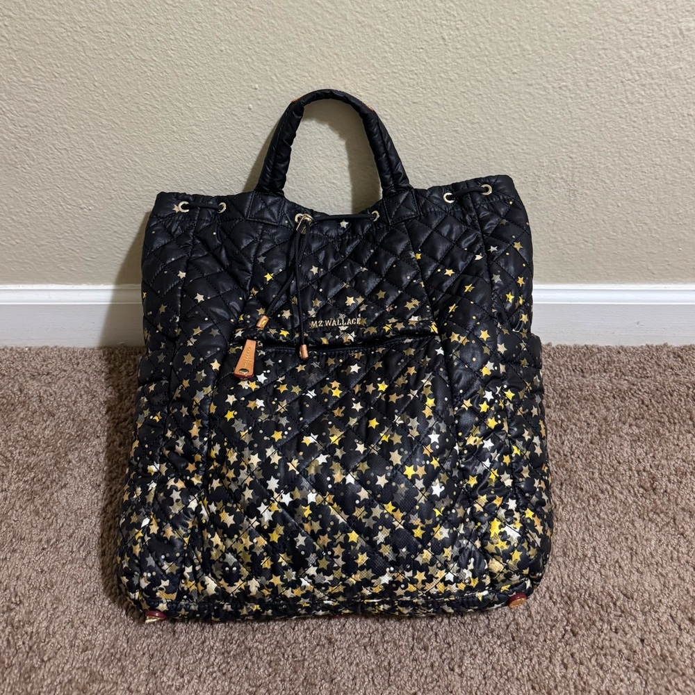 MZ Wallace Black and Gold Convertible backpack